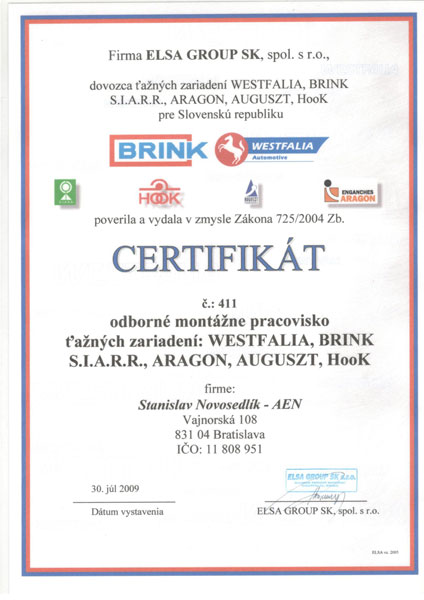 Certifikát Elsa