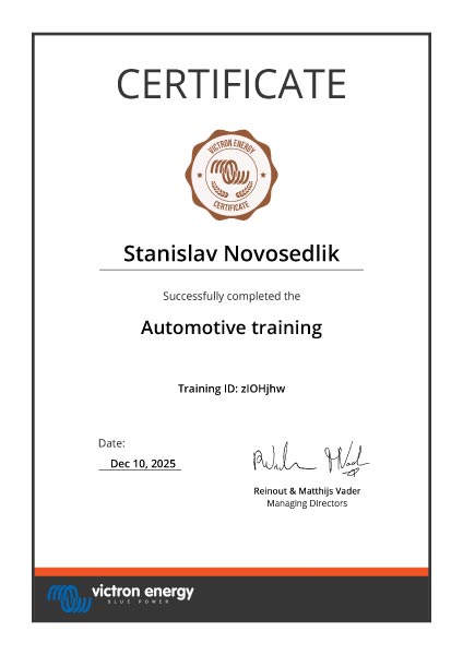 Certifikát Automotive training