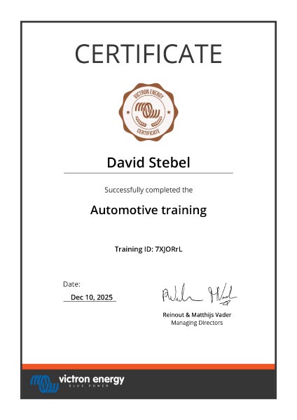 Certifikát Automotive training
